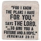 Lighthouse Christian Products Plans for Hope and Future Scripture Block 2.25 x 2.25 Cast Stone...