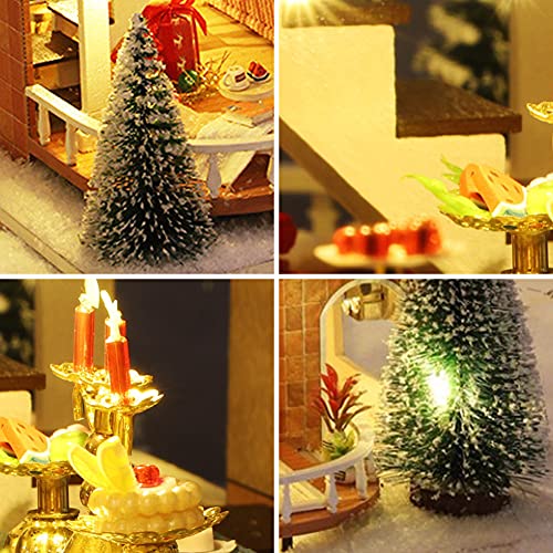 Eis und Schnee Manor 3D Holz Miniatur Puppenhaus Kit Weihnachten Karneval Geschenk DIY Spielzeug Puppenhaus Modell… – Bild 6