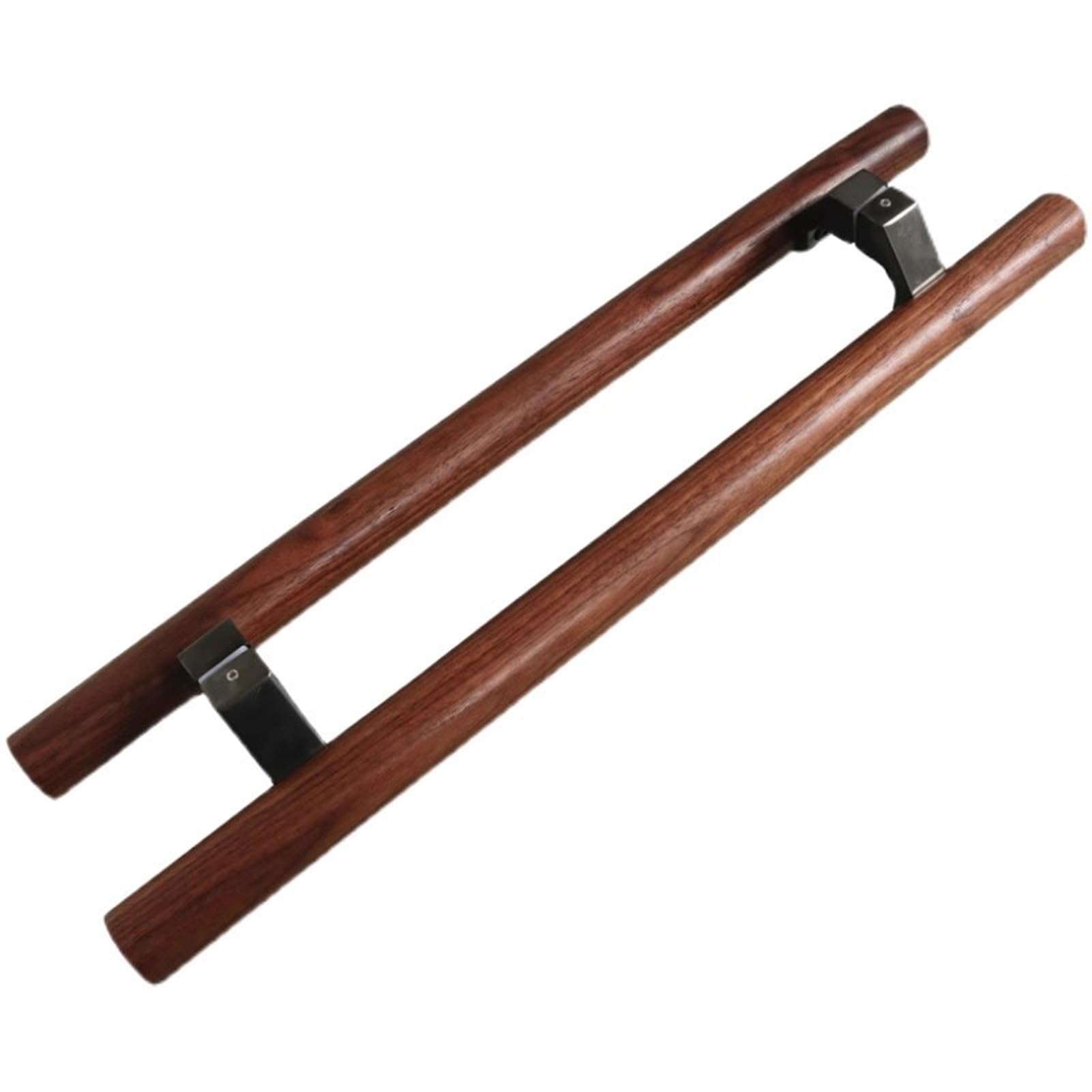DFGHNBVC Round Push Door Handle Wood, Brown Double Sided Door Handles And Pulls, Long Gate Grab Bar With Metal Hardware,Style B-80Cm/31 1/2