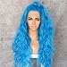 Sapphirewigs Blue Color Daily Makeup Heat Resistant Hair Queen Women Wedding Party Synthetic Lace Front Wigs