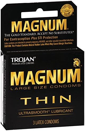 Miniatura 2 de TROJAN Magnum - Preservativos lubricados delgados, 3 unidades (paquete de 3)