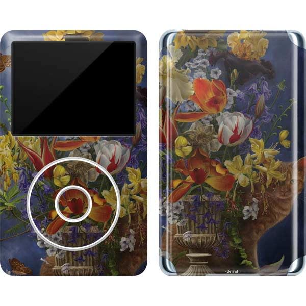 Skinit Decal MP3 Player Skin Compatible with iPod Classic (6th Gen) 80GB - Originally Designed Tabby Cat with Flowers by Nene Thomas Design