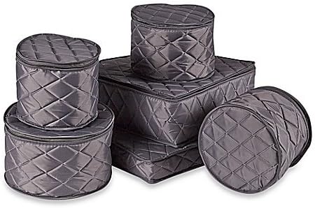 .ORG Quilted 6-Piece China Storage Set, Grey