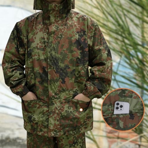Image of LOOGU Men's Rain Suit - Rain Gear for Men Waterproof, Lightweight Rain Coat, Breathable Mens Rain Jackets Hood and Pants