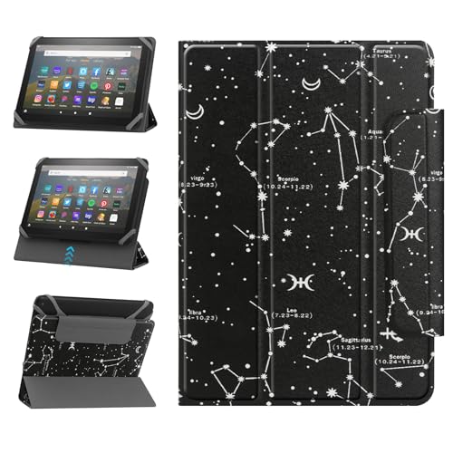 HoYiXi Universal Case for 7-8 inch Samsung Galaxy Lenovo Fire Android Tablet Protective Cover Two Position adjustable with Foldable Stand - Constellation
