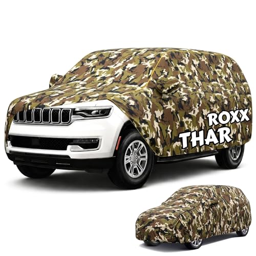 Image of Perfect Waterproof Car Cover Custom fit for Thar Roxx Cover (All Models & Varrient) 2021-2026 | 6 Layers All Weather Waterproof Sun Rain UV Dust Protection Outdoor Indoor Full Car Covers - Jungle