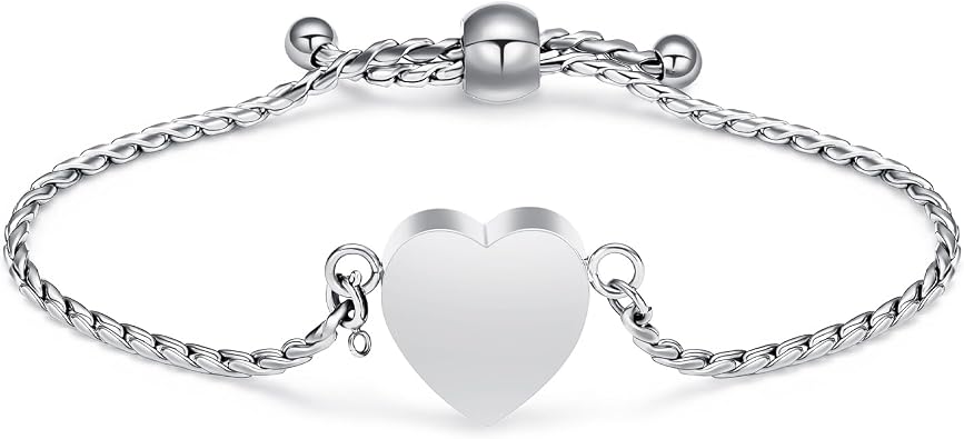 Minicremation Cremation Jewelry Urn Bracelet for Ashes Heart Ashes Bracelet Bangle Memorial Cremation Bracelet Ashes Keepsake for Women Men