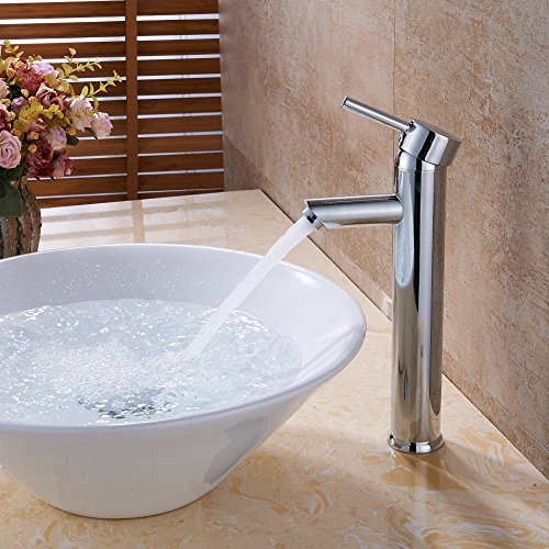 Luxice Single Handle Contemporary Bathroom Lavatory Vanity Vessel Sink Faucet Chrome Tall Spout Deck Mount Bathtub Faucet Mixer Taps Cheap Discount Plumbing Fixtures Single Hole Faucet
