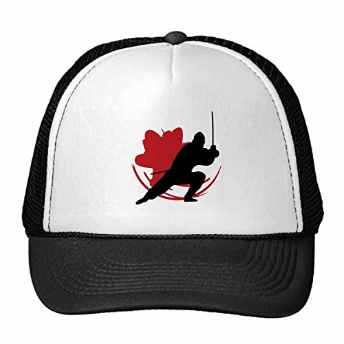 Gorra de béisbol de malla Japón Samurai para niños ajustable de nylon negro