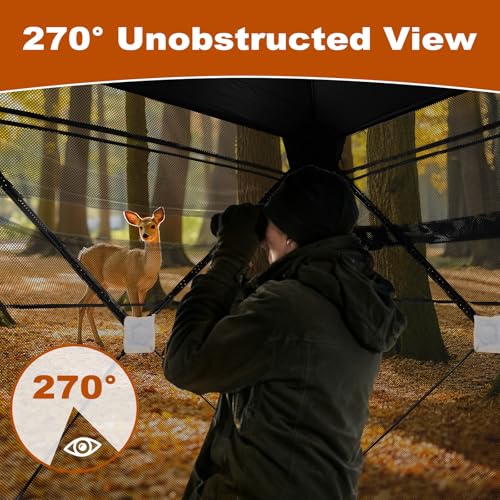 OLIXIS 270°See Through Hunting Blind, 2-3 Person Pop Up Camouflage Tent with Carrying Bag, Portable Hunting Tent with Accessory Bag (Forest Fade Camo) - Image 3