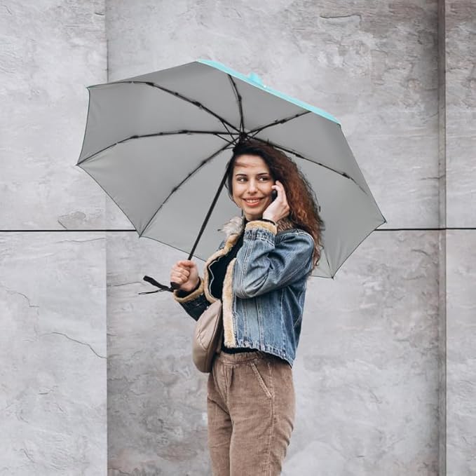 Image of Umbrella for Women | Umbrellas for Men | UV Coated 3 Fold Umbrella for Rain with Auto Open and Close Small Folding Travel-Foldable Windshield (Grey-CU)