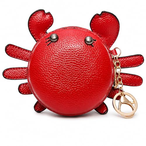 Image of QZUnique Women's PU Leather Crab Shape Pendant Purse Mini Bag Key Chain