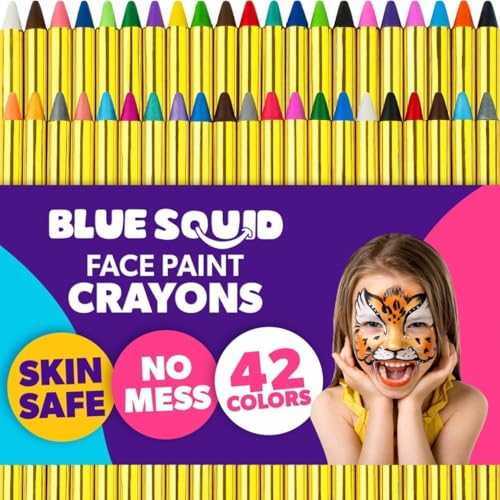 Product Image of the Blue Squid Face Paint Crayons for Kids - 42pcs XL Non-Toxic, Washable Body Paint...