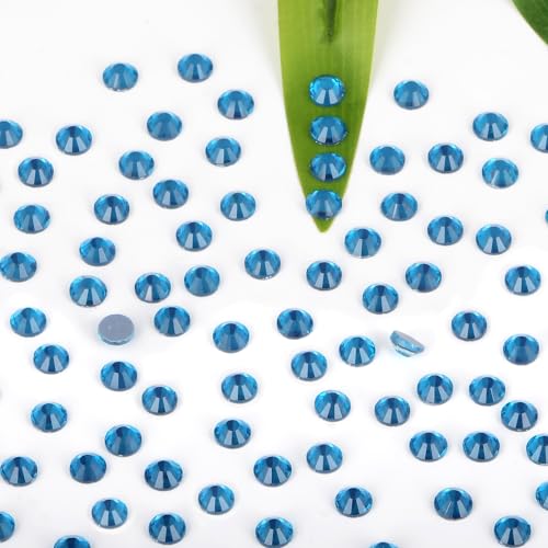 Image of Bymitel Hotfix Crystal Rhinestones Round Gems Iron on DIY Jewelry Making Flat Back for Crafts,Blue Zircon, 3.8mm(SS16 /2880pcs)