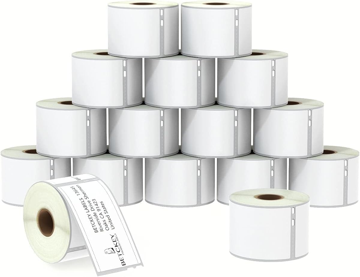 BETCKEY - Replace for DYMO 30324 (2-1/8" x 2-3/4") Large Labels,[16 Rolls] | Compatible with DYMO Labelwriter 450, 4XL, Rollo & Zebra Printers, 6400 Labels, Perforated, Not Fit 550 5XL
