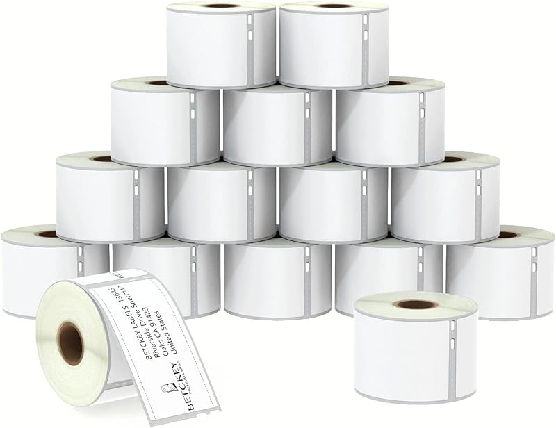 BETCKEY - Replace for DYMO 30324 (2-1/8" x 2-3/4") Large Labels,[16 Rolls] | Compatible with DYMO Labelwriter 450, 4XL, Rollo & Zebra Printers, 6400 Labels, Perforated, Not Fit 550 5XL