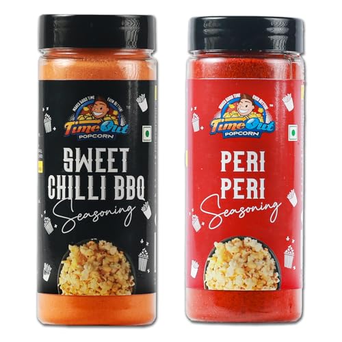Image of Time Out Popcorn Sweet Chilli BBQ + Peri Peri Seasoning | Multi-Purpose Seasoning | Popcorn & Snack Flavoring | Pack of 2, 100g Each |