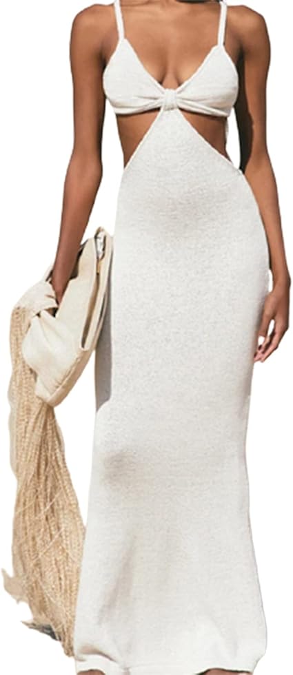 Jiaojie Vestito Halter Temperamento Elegante Autocultivazione Sling Vuoto  Bretella Gonna Abito Lungo Halter Collo Halter : Amazon.it: Abbigliamento
