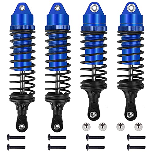 GLOBACT 4PCS Aluminum Front & Rear RC Shocks for 1/10 RC Truck Traxxas Slash 2WD/4x4 shocks Rustler 4X4 shocks Stampede 4X4 shocks Hoss 4X4 Replace 5862 (Blue)