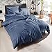 Produktbild Giancasa Mako Satin Bettwäsche Uni seidig weich Baumwolle Reißverschluss Schlafzimmer 140 X 200 cm, 1 x Kissenbezug 70 x 90 cm blau