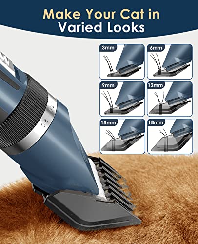 Oneisall Cat Grooming Clippers For Matted Hair, 2-Speed Cat Grooming Kit Cordless Low Noise Pet Hair Clipper Trimmer For Dogs Cats Animals (Blue) #TOP5