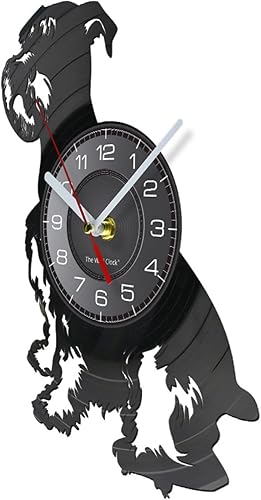 Miniatura 2 de ICECHEN Reloj de pared Schnauzer de 12 pulgadas, reloj de pared de perro Schnauzer gigante de raza de perro, disco de vinilo, reloj de pared para