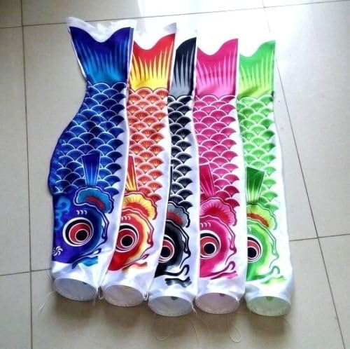 EatingBiting 5PCS Colors Japanese Carp Windsock Streamer Fish Flag Kite Koinobori Home Outdoors Hanging Decoration 20" 50cm Length 5pcs Set, for Japanese Sushi Bar Izakaya Room