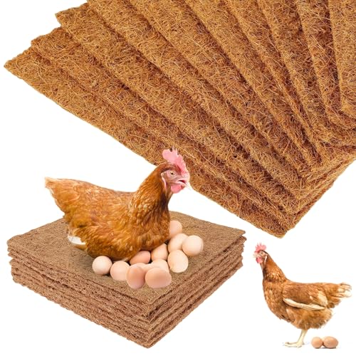 Lot de 10 tapis de nidification 30 x 30 cm en fibre de coco pour poulailler