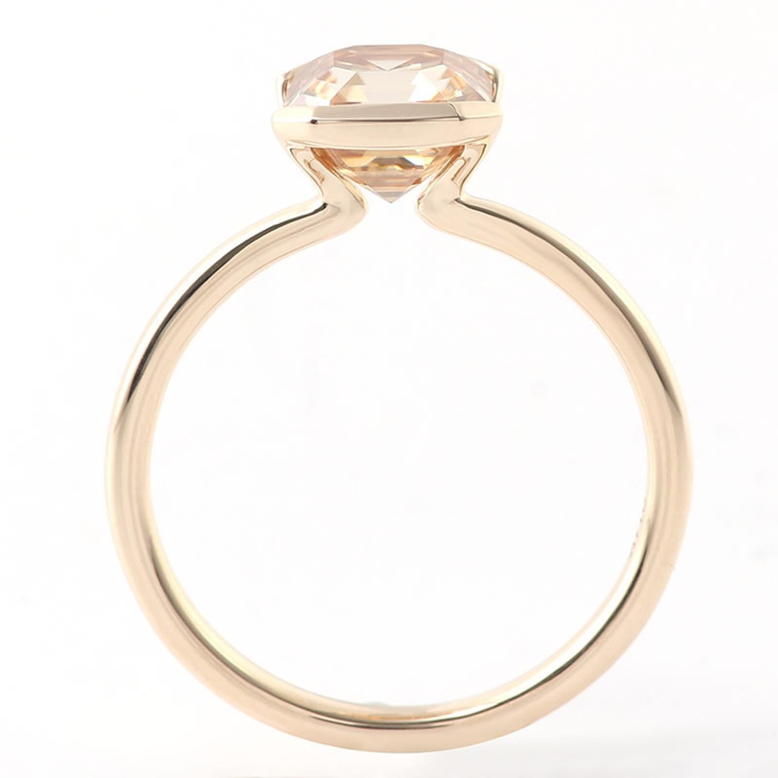 Anillos de oro amarillo de 18 quilates Moissanita, Anillos de pareja Simple, Rectangular Champán Solitario Moissanite Anillos Mujeres