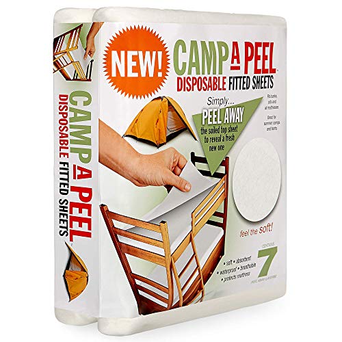 Camp-A-Peel – Waterproof Mattress Cover – Cot Size Fitted Bed Sheet Protector – Soft & Comfortable, 7 Peel Away Layers – Eliminates the need to Launder – For Motorhome, Camper & Travel Trailer