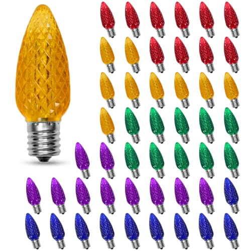 50PACK Multicolor C9 LED Christmas Lights Shatterproof Waterproof Plastic