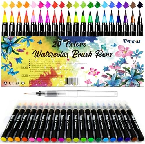 Watercolour Brush Pens 20 Pcs Colouring Pens Felt Tip Pen Art Sup...