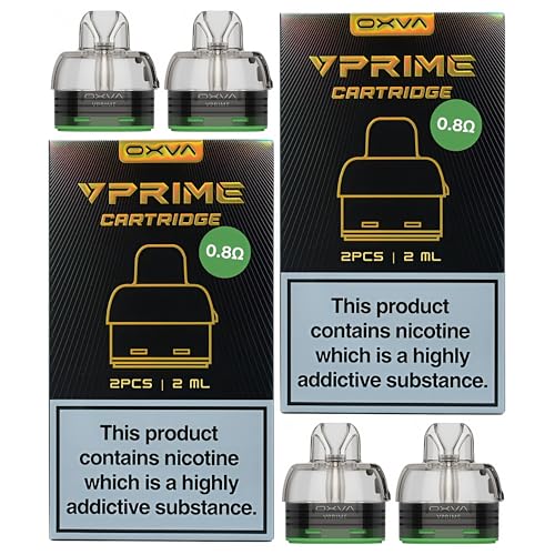 OXVA VPrime Replacement Pod [0.8 ohm - Large | 14w - 18w] - Top Fill MTL Vaping Leak-Proof Design Unitech 2.0 Mesh Coil No Nicotine (4 Pack)