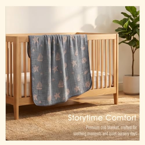 Image of Ultra Soft Muslin Baby Blanket, A Versatile Swaddle and Crib for Babies, Toddlers, Boys, and Girls (1 Pack Ocean)