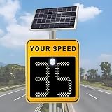 GTANND Segnale di Limite di velocità con Radar Solare, Segnale di Feedback Radar Alimentato a energia Solare, rilevatore di velocità con Display Radar in Alluminio Yellow-23.62 * 23.62inches