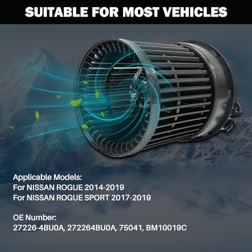 Image of 700323 Front AC Heater Blower Motor Fan Fit for Nissan Rogue 2.5L 2014 2015 2016 2017 2018 2019 ，Rogue Sport 2.0L 2017 2018 2019 27226-4BU0A, 272264BU0A, 75041,BM10019C