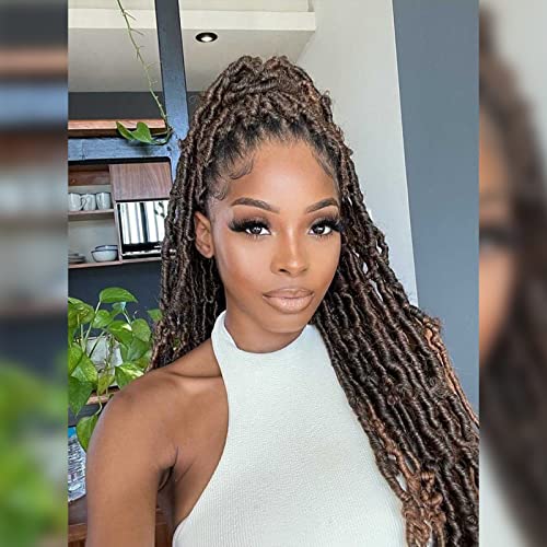 ToyoTress Butterfly Locs Crochet Hair - 24 inch 8 Pcs T30 Ombre Brown Pre-twisted Distressed Crochet Braids Pre-looped Synthetic Braiding Hair Extensions (24 Inch,T30)