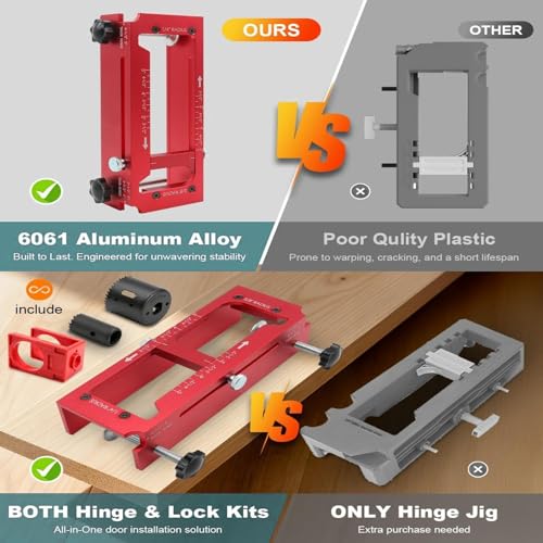 Kit d'installation de serrure de porte en aluminium FTVOGUE avec gabarit de charnière