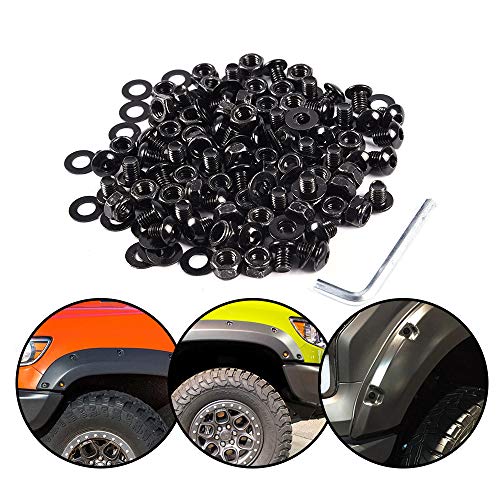 G-Plus Universal Fender Flare Hardware Kit Pocket/Rivet Style Fender Flares Screw/Bolt Hardware Kit Set Black #TOP2