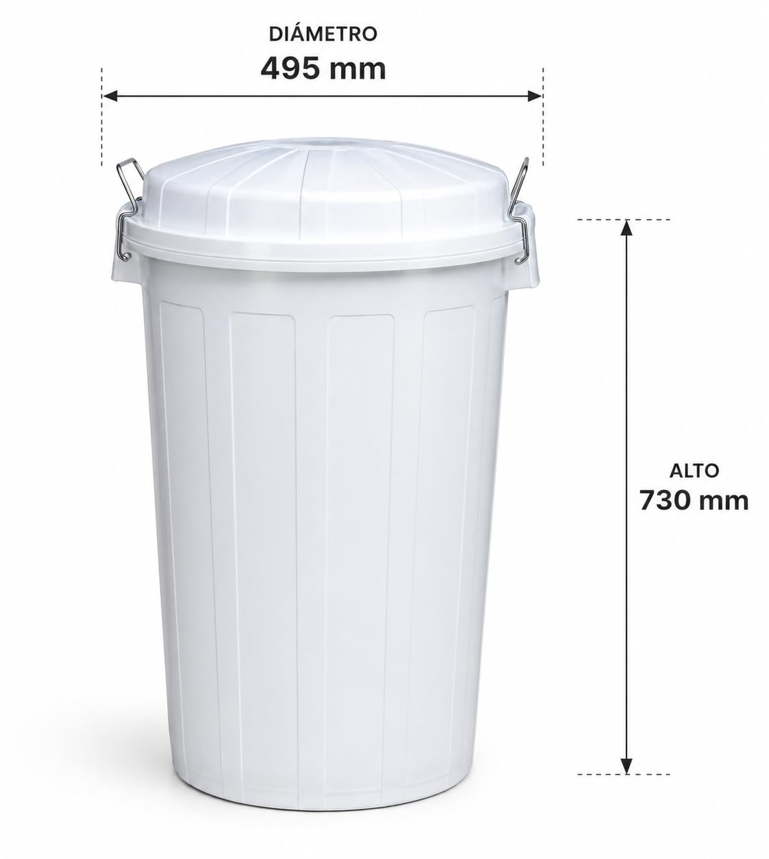 Basurero 95 Litros Con Pedal, Color Blanco. Contenedor Multiusos Resistente para Industria, Hostelería, Limpieza y Almacenamiento