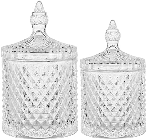 rejomiik Qtip Holder Glass Apothecary Jars with Lid Bathroom Acce...