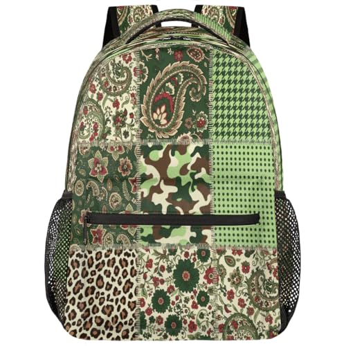 Mochila escolar para estudiantes y viajes con diseño de camuflaje de cachemira