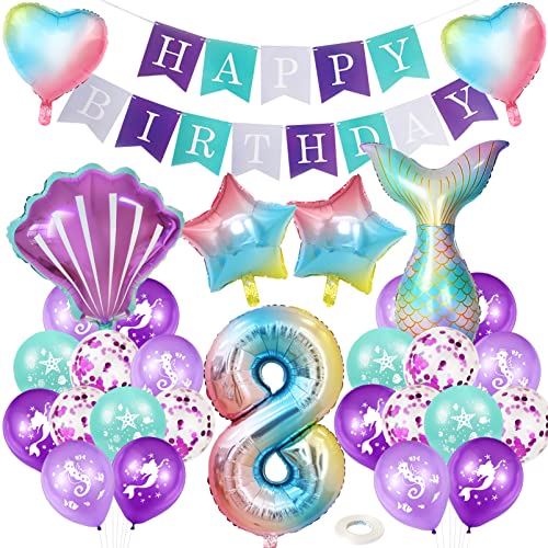 Globo De Sirena,Decoraciones De Fiesta De Sirena 8 Años,Sirena Decoración De Cumpleaños Para Niña,Globos De Látex De Sirena,Decoración De Sirenas Para Fiestas,Decoración De Cumpleaños Sirena (8) Cover