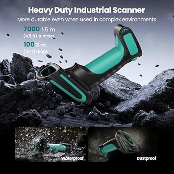 1D 2D Barcode Scanner with Stand, Bluetooth and Wireless Inventory QR Code Scanners for Computer POS, Handheld CMOS Image Bar Code Reader for Warehouse Library Supermarket,AT006+AT003WB