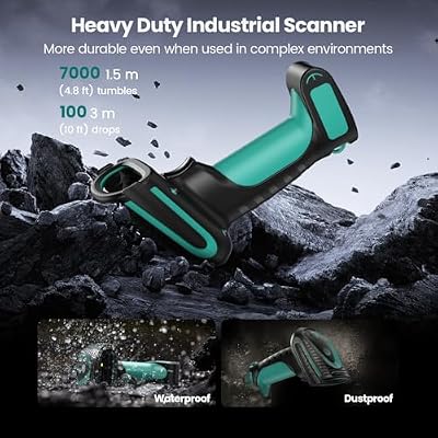 Wireless Barcode Scanner with Stand, Industrial 1D 2D QR Bluetooth Barcode Scanner for Android, iOS, Windows, Mac, USB Bar Code Reader Scanner with Drop Resistant Dustproof Waterproof