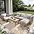 PHI VILLA All Weather Wicker Patio Furniture Sets, 5 Pieces Outdoor Natural Rattan Sectional Sofa Conversation Set with Acacia Wood Coffee Table & Waterproof Cushions, 2 Ottomans for Apartment Balcony