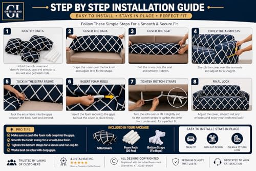 Image of Gifts Island Sofa Cover 3 Seater and 2 Seater Fully Covered Universal 5 Seater Sofa Cover Non-Slip Sticky Elastic Stretchable Sofa Set Slipcover Protector for (3+1+1 Seater) (Peacock Grill)