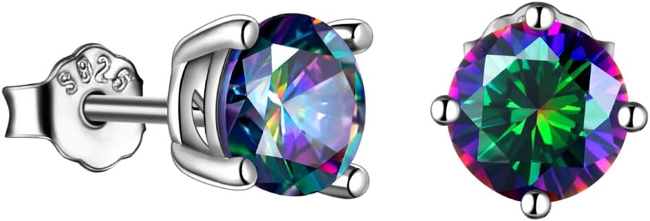 Jewmon Rainbow Mystic Green Topaz Stud Earrings for Women Men 925 Sterling Silver Cuibc Zirconia Jewish Star of David Earrings Hypoallergenic Jewish Protection Jewelry Christmas Day Gifts for Mom Wife