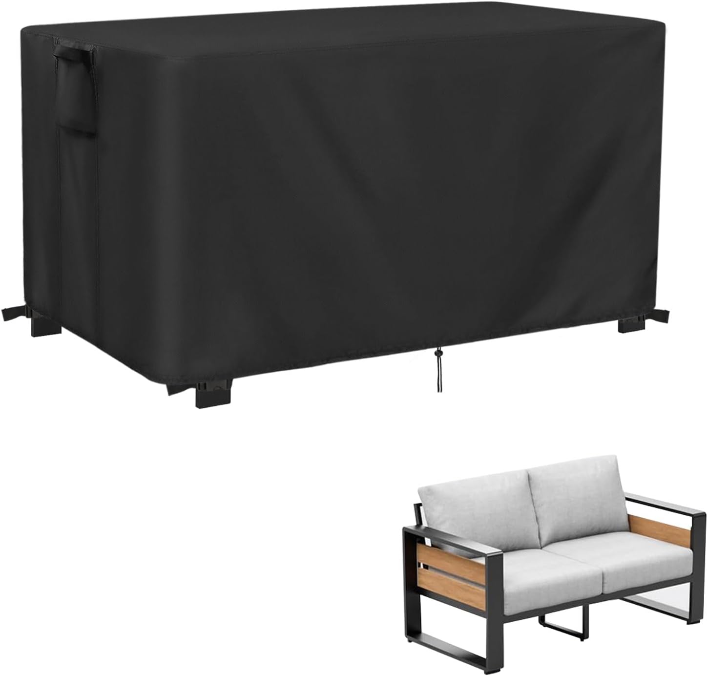 Kingling Outdoor Bench Cover Waterproof, Heavy Duty Patio Sofa Covers for 2-3 Seater Sofa, Loveseat & Couches Weather Protection Couch & Loveseat cover-55 L x 28" W x 33 "H inch(Black)