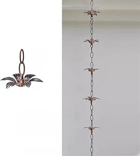Miniatura 2 de Cadena de lluvia de hierro galvanizado para canalones, atrapador de lluvia de drenaje de aleros, decoración de jardín al aire libre para techo de